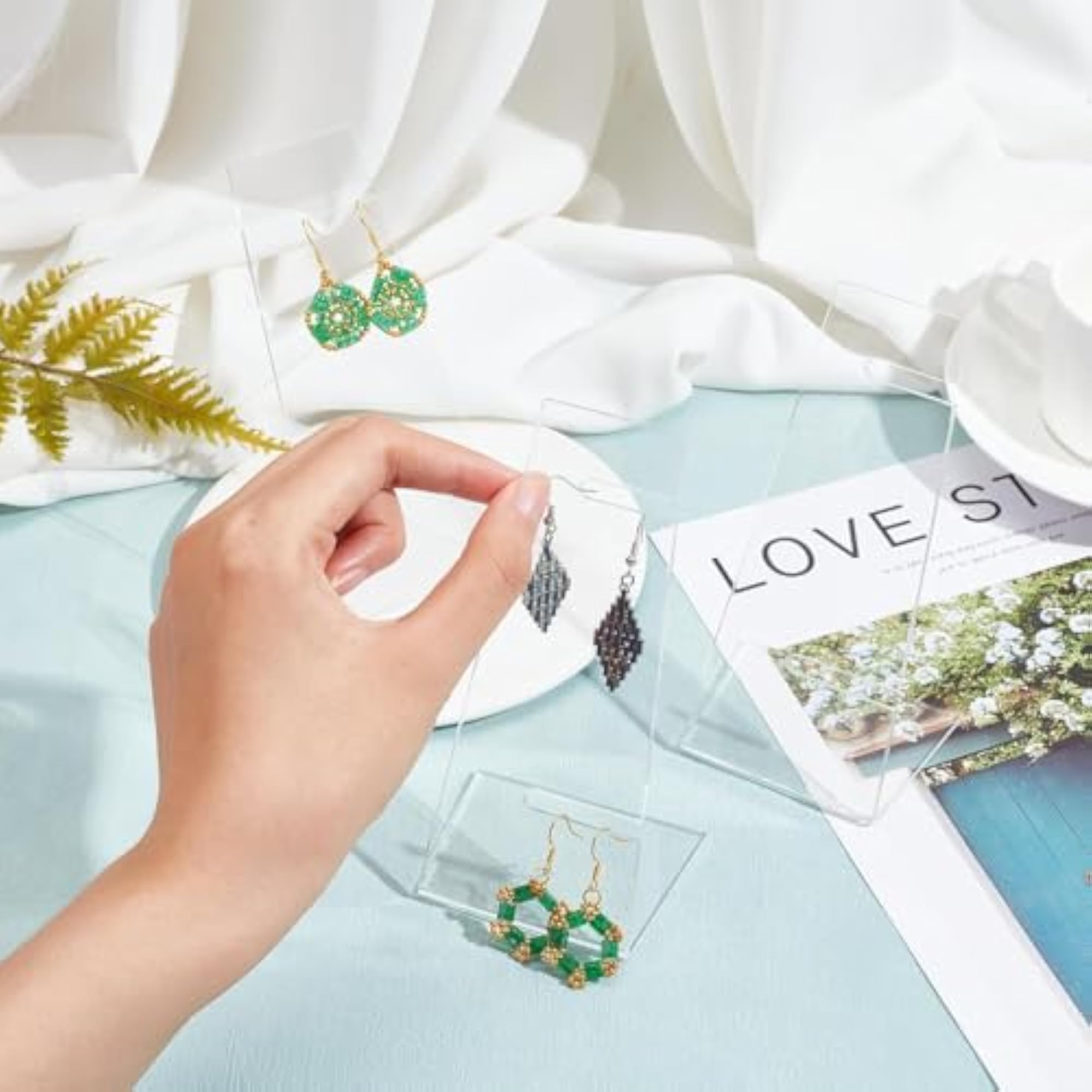 3pcs Acrylic Clear L-Shape Earrings Holder Organizer